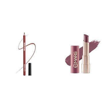 MARS Matte Lip Liner | One Swipe Smooth Application | Long Lasting Lip Pencil (1.4gm) (20-CHILL RED) Creamy Matte Long Lasting Lipstick for Women (3.2 gm) (17-Sultry Samba)